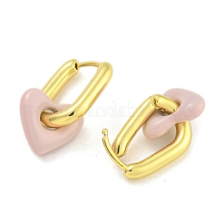 Rack Plating Heart Brass Enamel Hoop Earrings for Women&nbsp;EJEW-G410-66G