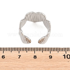 Textured 304 Stainless Steel Cuff Open Rings for Women&nbsp;RJEW-A102-03P
