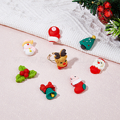 48Pcs 8 Styles Christmas Theme Opaque Resin Cabochons&nbsp;CRES-CA0001-23