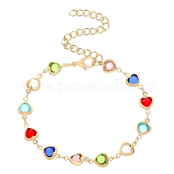 Brass Glass Link Chain Bracelets for Women&nbsp;WGAE243-01