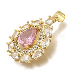 Brass Micro Pave Cubic Zirconia Pendants&nbsp;KK-K401-38G