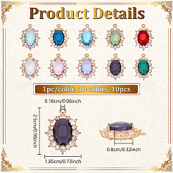 10Pcs 10 Colors Brass Micro Pave Cubic Zirconia Slide Pendants&nbsp;KK-NB0004-21