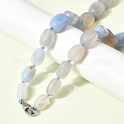 Dyed Natural Agate Cuboid Graduated Beaded Necklaces with Alloy Clasps&nbsp;NJEW-C113-01D