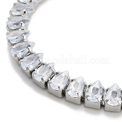 Brass Pave Clear Cubic Zirconia Teardrop Box Chain Slider Bracelets&nbsp;BJEW-B094-07P