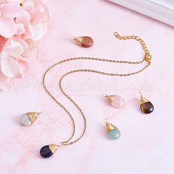 6Pcs 6 Styles Natural & Synthetic Gemstone Brass Pendants&nbsp;G-SZ0002-11