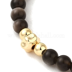 4mm Round Natural Silver Obsidian Beaded Bracelets&nbsp;BJEW-P318-03G-07