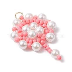 Handmade Glass Seed Beaded Flower Pendants&nbsp;PALLOY-MZ00498-03
