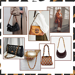 Leopard Print Pattern Acrylic Curb Chain Bag Handles&nbsp;FIND-WH0120-04A