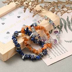 Chip Natural Gemstone Beaded Stretch Bracelets Sets&nbsp;X-BJEW-JB05700