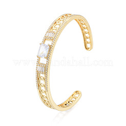 Cubic Zirconia Rectangle Open Cuff Bangle&nbsp;BJEW-N014-014
