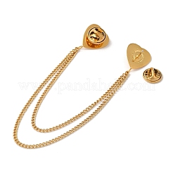 304 Stainless Steel & Dyed Stone Heart Hanging Chain Brooch&nbsp;JEWB-S021-01G-04
