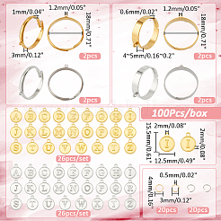 DIY Initial Letter Alphabet Charm Adjustable Ring Making Kit&nbsp;STAS-NB0001-88