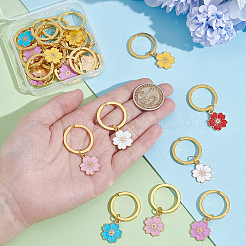 24Pcs 6 Colors Alloy Enamel Flower Keychain&nbsp;KEYC-NB00013