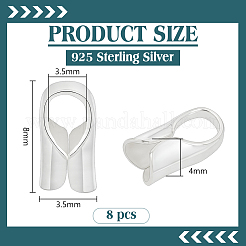 8Pcs Column Sterling Silver Cord Ends&nbsp;STER-BC0004-48A