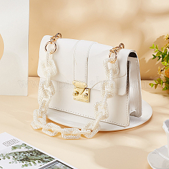 Acrylic Imitation Pearl Rectangle Link Purse Chains&nbsp;FIND-WH0126-254