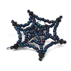 Halloween Theme Spider Web Glass Seed Beads Pendants&nbsp;PALLOY-MZ00779-02