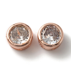 Rack Plating Brass Micro Pave Cubic Zirconia Slide Charms&nbsp;KK-C020-13RG