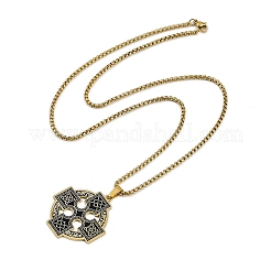 201 Stainless Steel Goth Knot Cross Pendant Box Chain Necklaces&nbsp;NJEW-M010-05G