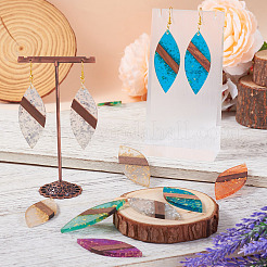 12Pcs 6 Colors Transparent Resin & Walnut Wood Big Pendants&nbsp;WOOD-TA0002-46
