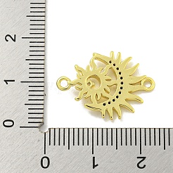 Rack Plating Brass Micro Pave Cubic Zirconia Moon with Sun Links&nbsp;KK-B091-43G