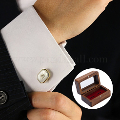 Wooden 2 Cufflink Storage Gift Boxes with Visible Magnetic Lid&nbsp;CON-WH0001-72