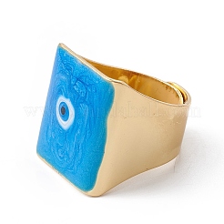 Square Enamel with Evil Eye Wide Band Finger Rings&nbsp;RJEW-A014-02G-01