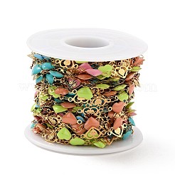 Ion Plating(IP) Stainless Steel Heart Link Chains with Colorful Enamel&nbsp;CHS-C005-01G