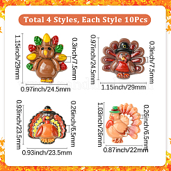 40Pcs 4 Styles Thanksgiving Resin Cabochons&nbsp;RESI-SC0036-39