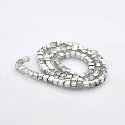 Half Plated Clear Glass Faceted Cube Beads Strands&nbsp;GLAA-A031-3mm-HP02