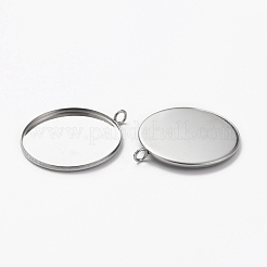 Non-Tarnish 304 Stainless Steel Pendant Cabochon Settings&nbsp;LS-STAS-L253-011B-P