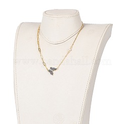 Brass Micro Pave Cubic Zirconia Butterfly Pendant Necklaces&nbsp;NJEW-JN03239