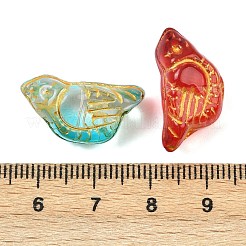 Baking Paint and Golden Metal Enlaced Glass Beads&nbsp;DGLA-T004-17M