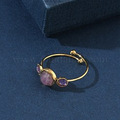 Natural Amethyst Adjustable Finger Rings for Women&nbsp;RJEW-A101-01G-04
