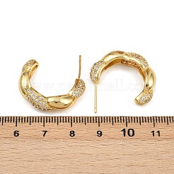 Brass Micro Pave Clear Cubic Zirconia Twist Stud Earrings&nbsp;EJEW-L275-16G-02