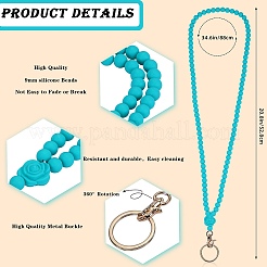 Rose Silicone ID Card Neck Strap Card Holder&nbsp;NJEW-SW00028-01