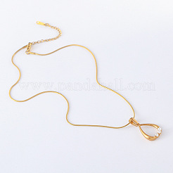 3Pcs European Stainless Steel Pave Imitation Pearl Teardrop Pendant Necklaces for Women&nbsp;FR3080