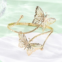 Butterfly Alloy Arm Cuff Bangles for Girl Women&nbsp;LS-AJEW-A063-01I-G