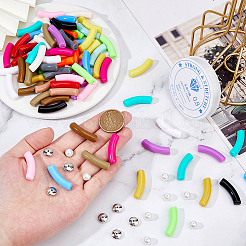 DIY Acrylic Curved Tube & CCB Plastic Beads Bracelet Making Kits&nbsp;DIY-DC0003-31B