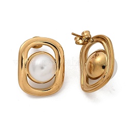 304 Stainless Steel Oval Stud Earrings&nbsp;EJEW-L287-063G