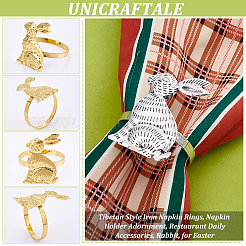 6Pcs 2 Colors Tibetan Style Iron Napkin Rings&nbsp;AJEW-UN0001-34