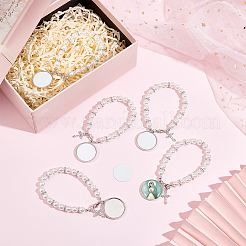 DIY Blank Dome Alloy Charm Bracelet with Imitation Pearl Chains Making Kit&nbsp;BJEW-UN00002