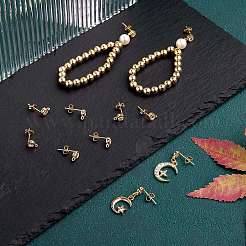 5 Pairs Rack Plating Brass Micro Pave Cubic Zirconia Stud Earring Findings&nbsp;KK-SZ0005-96