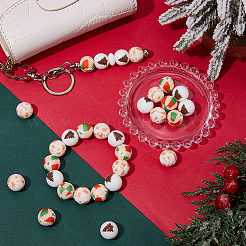 30Pcs 3 Styles Round with Christmas Theme Pattern Silicone Focal Beads&nbsp;SIL-SC0002-97A