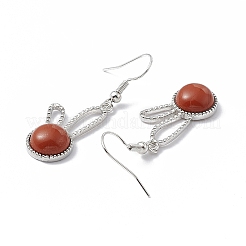Gemstone Rabbit Dangle Earrings&nbsp;EJEW-A092-05P