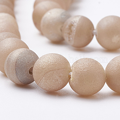 Electroplate Natural Druzy Geode Weathered Agate Beads Strands&nbsp;G-S284-8mm-09