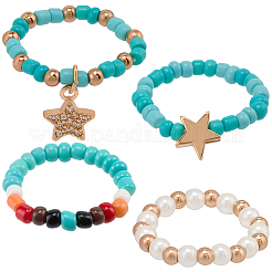 6Pcs 2 Styles Glass Beaded Decorative Rings for Smartwatch Band&nbsp;AJEW-CP0009-94A