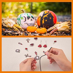 14Pcs 7 Style Halloween Alloy Rhinestone Pendants&nbsp;JX160A