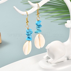 Natural Cowrie Shell Beads Dangle Earrings&nbsp;EJEW-JE04642