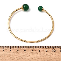 304 Stainless Steel & Nautral Gemstone Torque Bangles&nbsp;BJEW-H644-10G