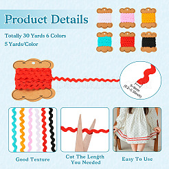 30 Yards 6 Colors Polyester Wavy Fringe Trim Ribbons&nbsp;OCOR-TA0001-65